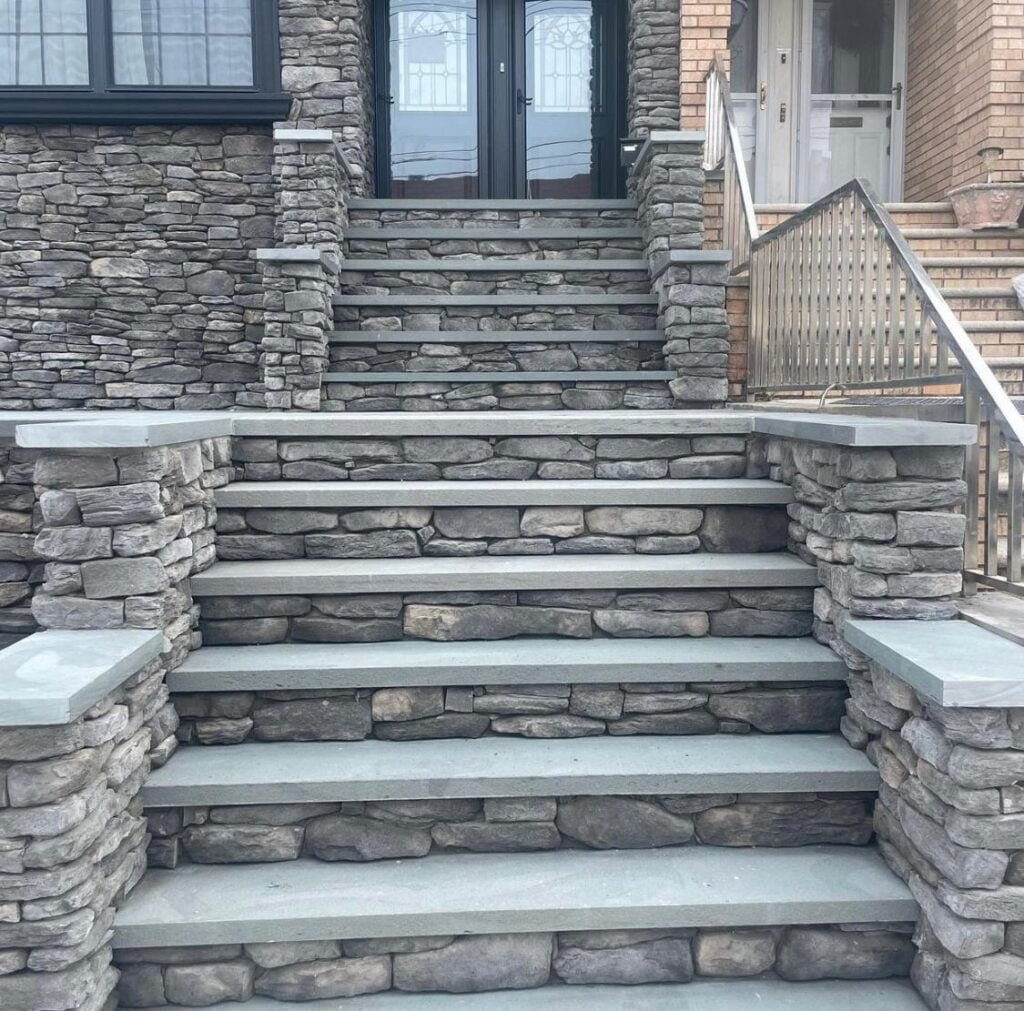 Stone veneer exterior install by Brick Tech Contracting Corp in NYC