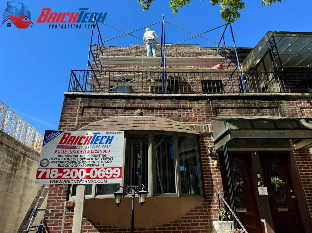 Brick Tech Contracting Corp was inspecting parapet wall in Brooklyn NYC