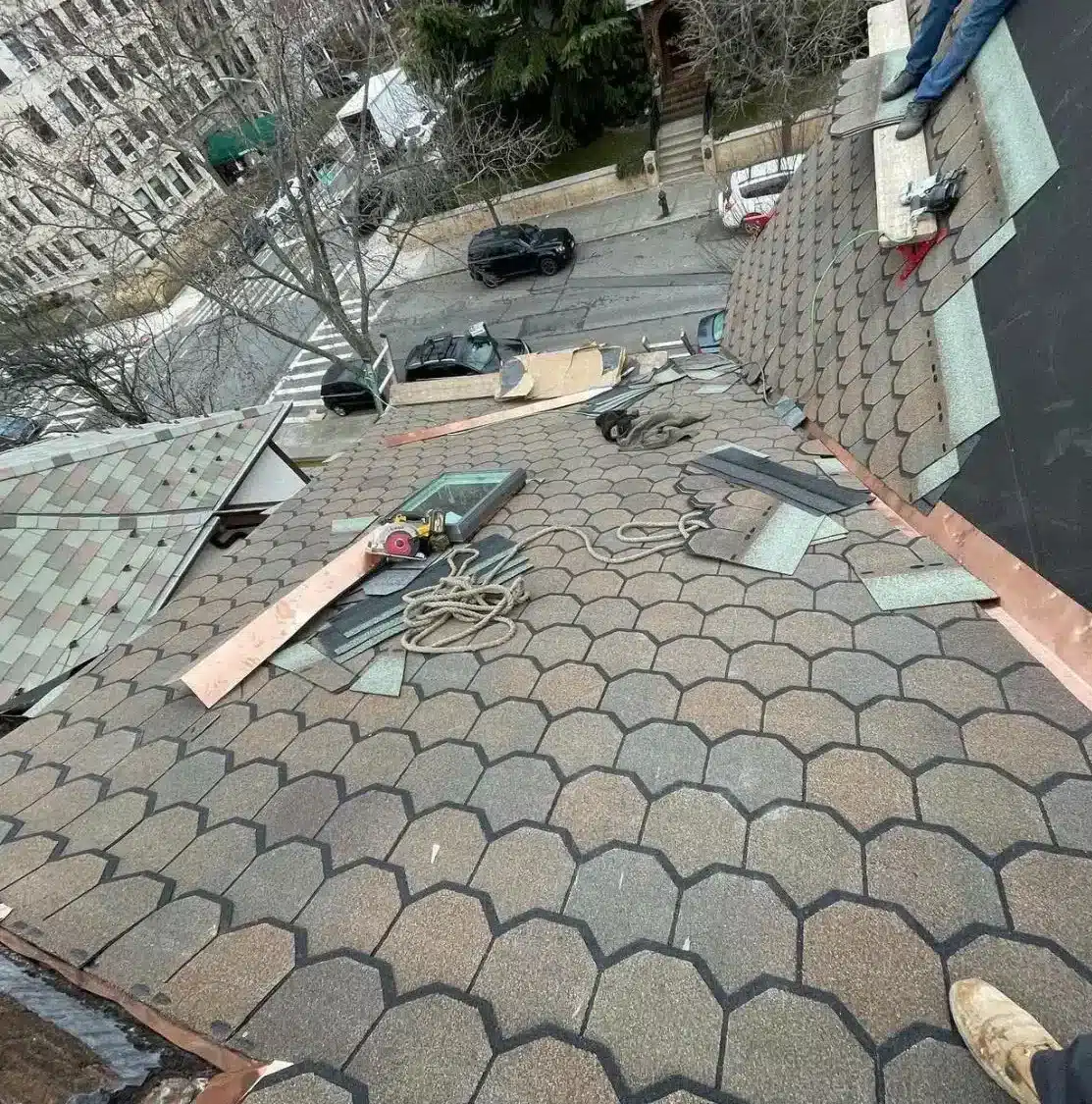 Roof installation in Brooklyn, NY for multi-family brownstones
