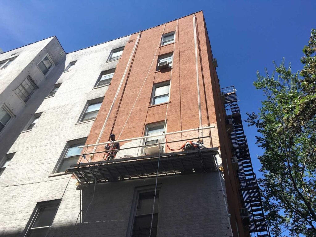 Exterior wall waterproofing project on a Williamsburg loft