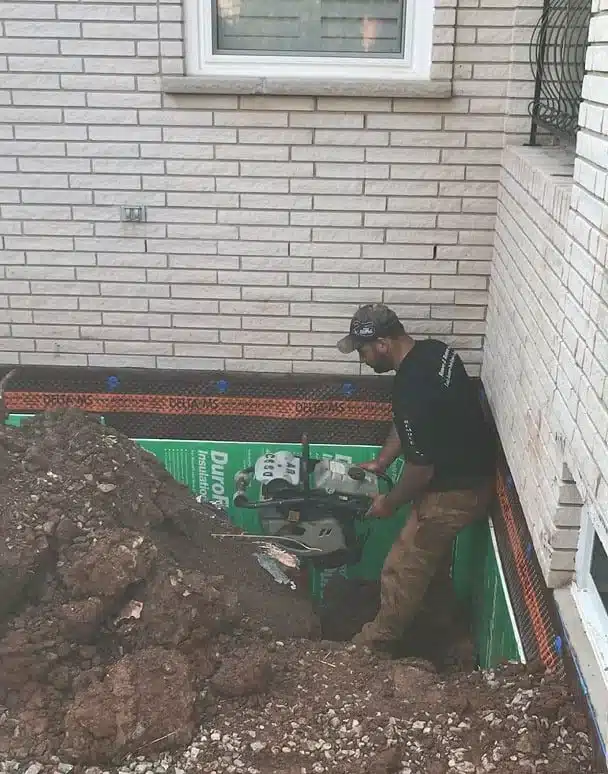 Basement waterproofing installation in Dyker Heights, NY by Brick Tech Contracting Corp