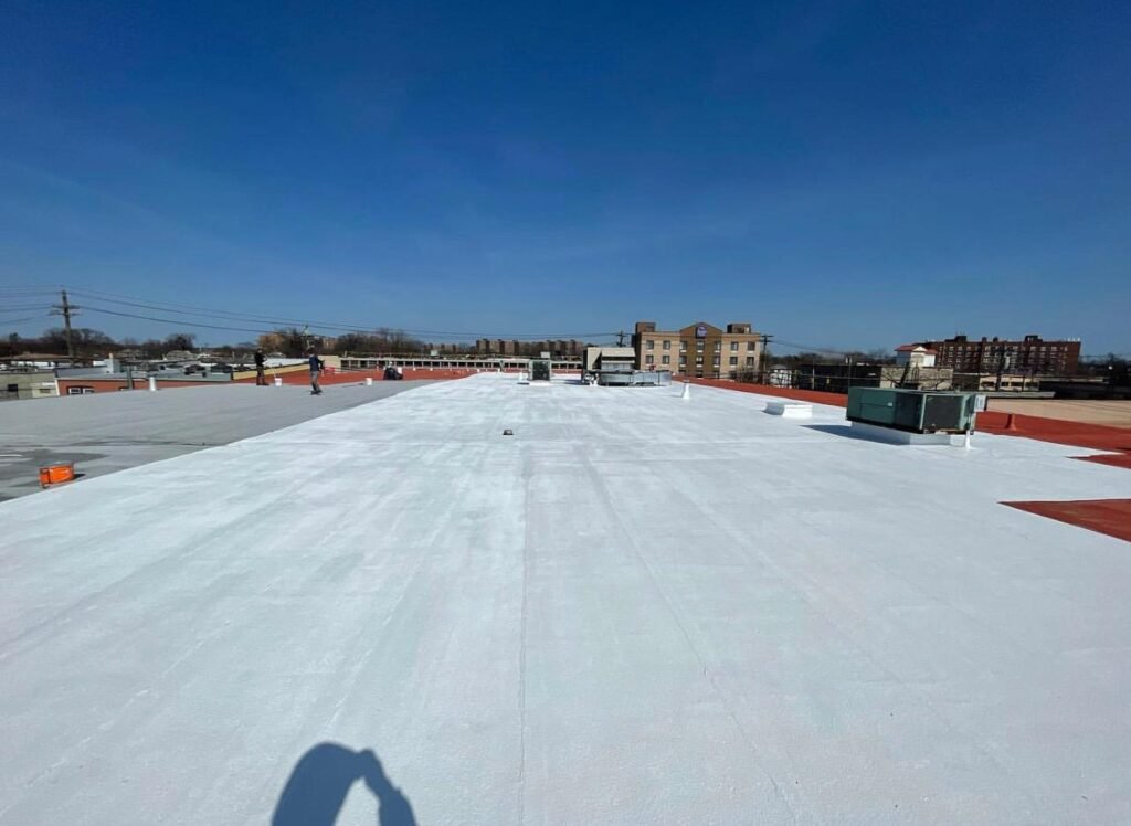 Roof waterproofing coating project in Dyker Heights, NY