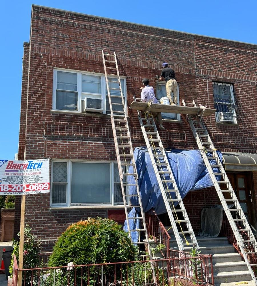 Masonry wall restoration project in Dyker Heights, NY