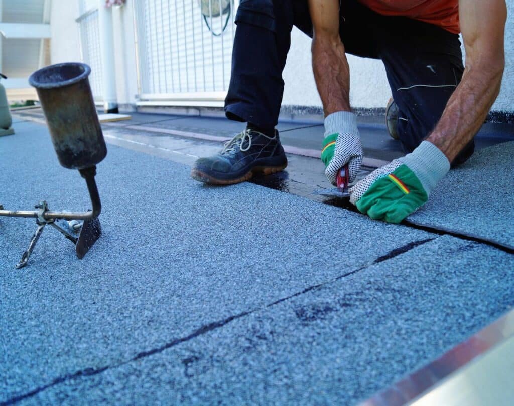 Roof coating applied on a business property