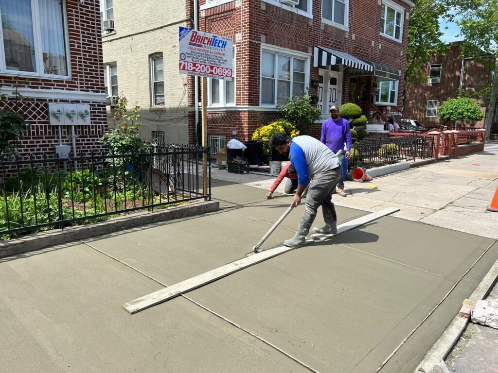 Sidewalk concrete repair in Bensonhurst, NY by Brick Tech Contracting Corp