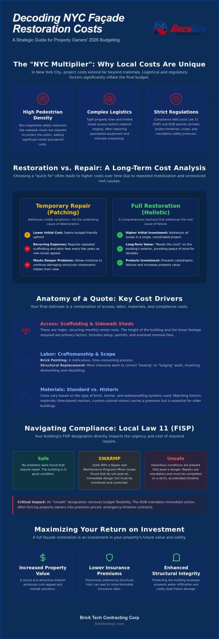 Facade Restoration Cost NYC: 2026 Budgeting & Compliance Guide