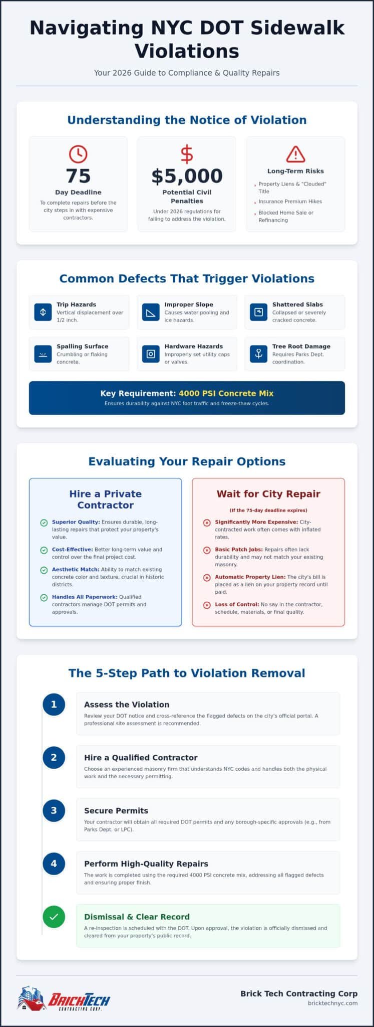 NYC Sidewalk Violation Removal: The Complete 2026 Property Owner’s Guide