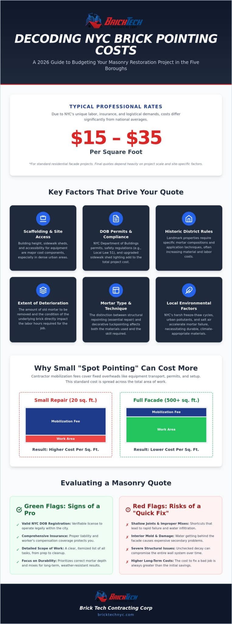 Brick Pointing Rates in NYC: 2026 Cost Guide for Property Owners