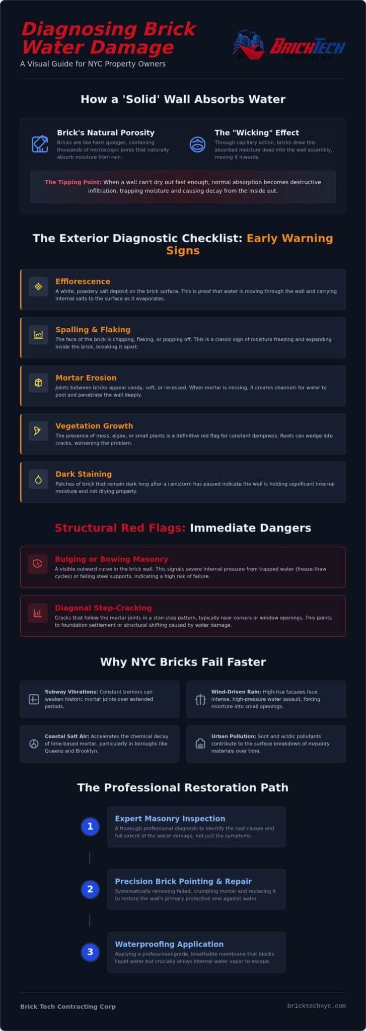 Signs of Water Damage in Brick Walls: A Property Owner's Diagnostic Checklist
