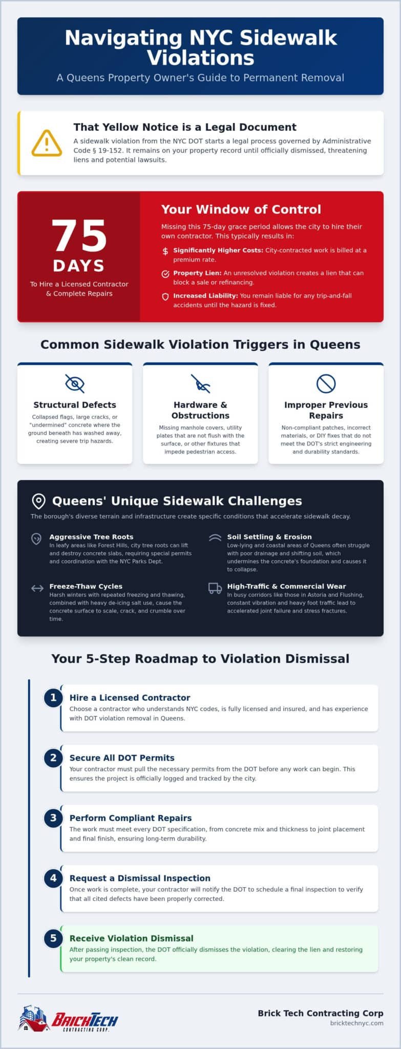 Expert Sidewalk Violation Removal in Queens: The 2026 Property Owner’s Guide