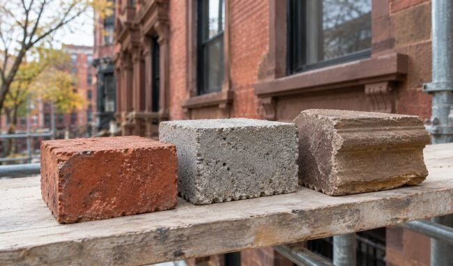 Masonry Samples on an Urban Scaffold Masonry Samples on an Urban Scaffold