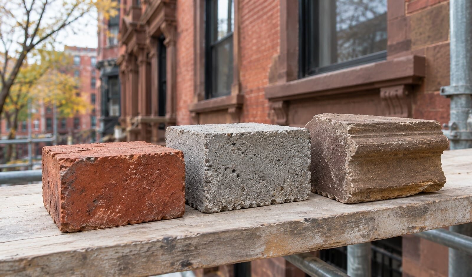 Masonry Samples on an Urban Scaffold