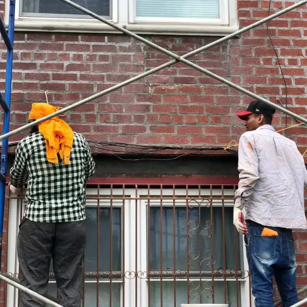 Two workers doing masonry construction company Staten Island NY